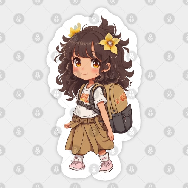 Back to school. Little Schoolgirl. Sticker by CatCoconut-Art